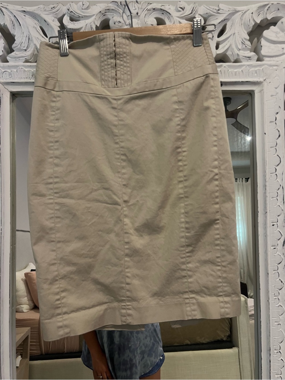 Express Beige Pencil Skirt - Tailored High Waist